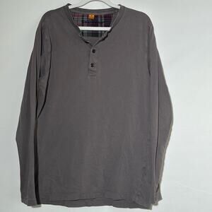 Tailor Vintage Long Sleeve Casual Cotton Henley Shirt Gray Mens Size M Spring